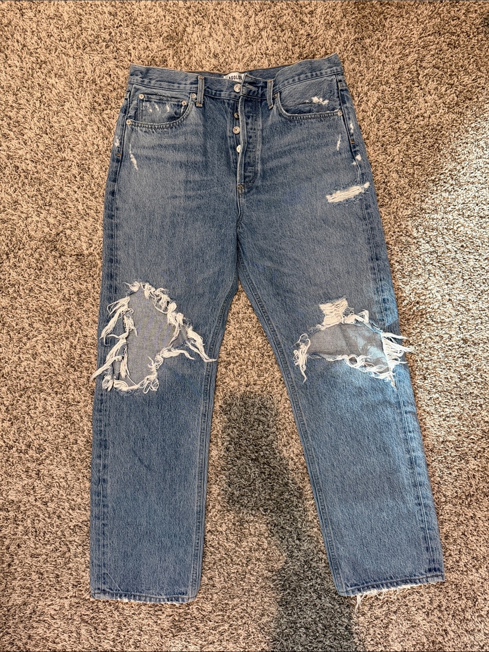 Agolde 90s Mid-Rise Button-Fly Loose Fit Jeans